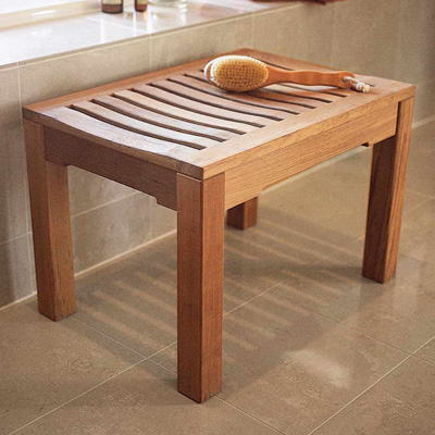 wooden shower seat