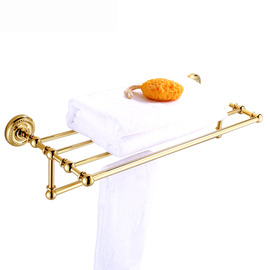 vintage Polished Brass Golden Towel Rack