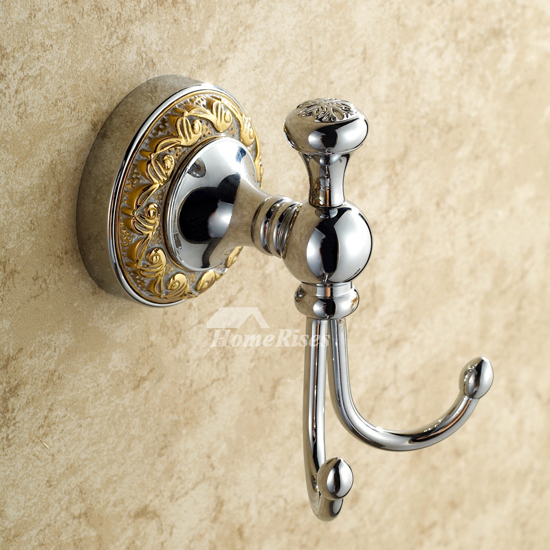 Silver vintage Chrome Robe Hooks Brass Wall Mount