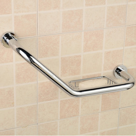 modern Silver Chrome Grab Bar With Soap Dish Brass