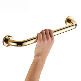 Modern Gold Polished Brass Bathroom Grab Bar Hotel Wall Mounted
