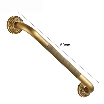 Golden Antique Brass Grab Bar Carved Bathroom