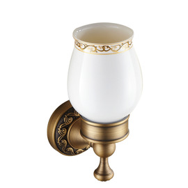 Vintage Golden Antique Brass Toothbrush Holder Ceramic