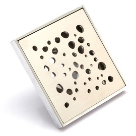 Modern Bubbles Brushed Nickel Square Shower Drain - Floor Drain