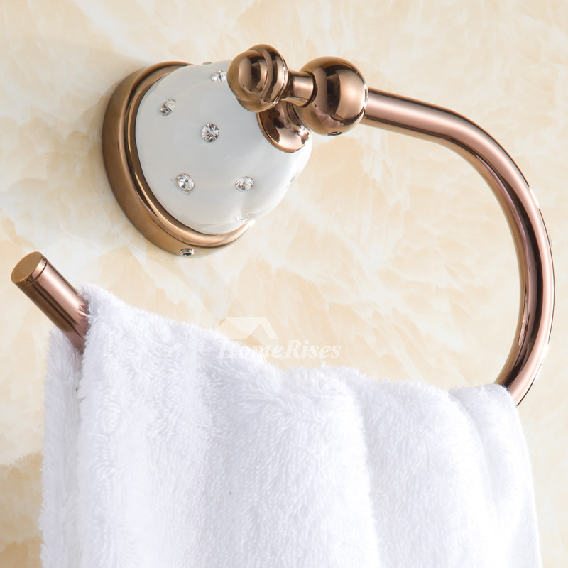 Rose Gold Bathroom Antique Towel Ring Alloy Porcelain