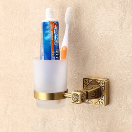 Golden Antique Brass Toothbrush Holder Wall Mount