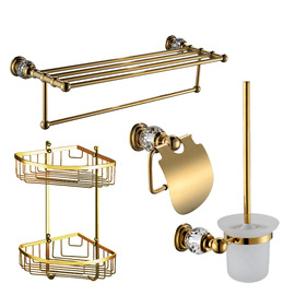 Polished Brass Golden vintage Bathroom Accessories Sets