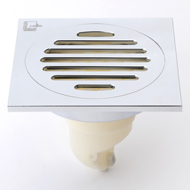 Modern Polished Chrome Square Brass Shower Floor Drain