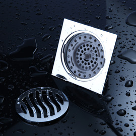  Deodorant Brushed Chrome Brass Square Shower Floor Drain