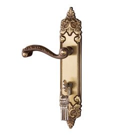 High End Carved Antique Brass Bedroom Solid Wood Door Lock