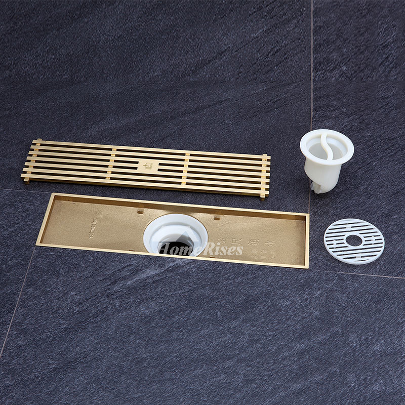 Qst-50 Deodorant Gold Brushed Brass Linear Shower Drain Anti Clogging, Best  Rectangular Floor Drain Assembly