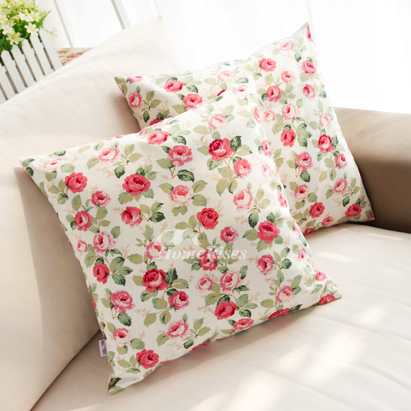 Country Linen Square Colorful Throw Pillows For Couch