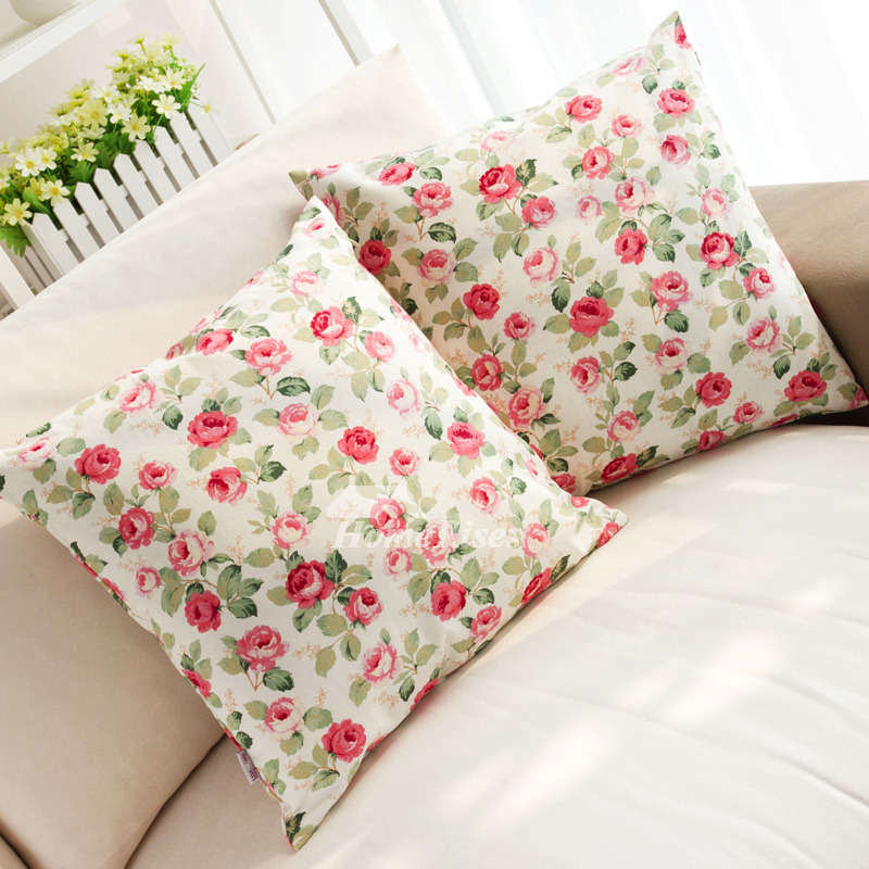 Country Linen Square Colorful Throw Pillows For Couch