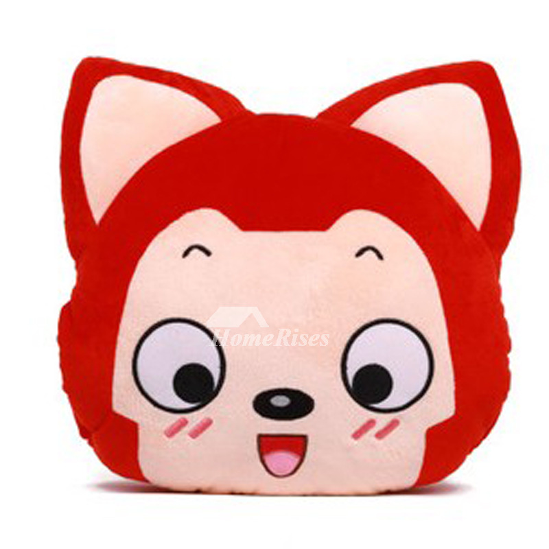Cute Raccoon Expression Cartoon Red Throw Pillows