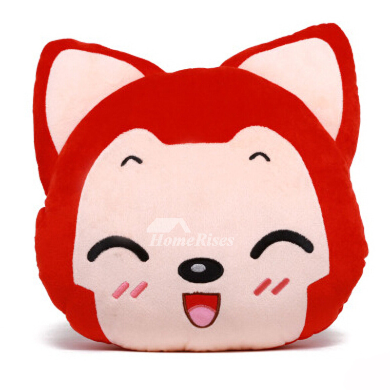 Cute Raccoon Expression Cartoon Red Throw Pillows
