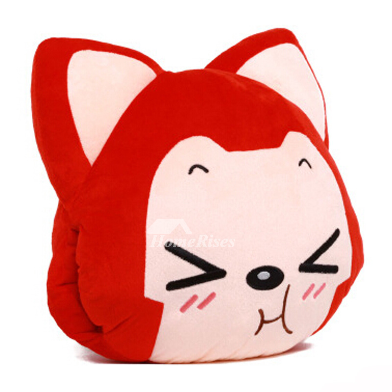 Cute Raccoon Expression Cartoon Red Throw Pillows