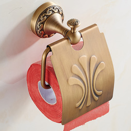 Antique Brushed Brass Carved | Ceramic Gold Toilet Paper Holder