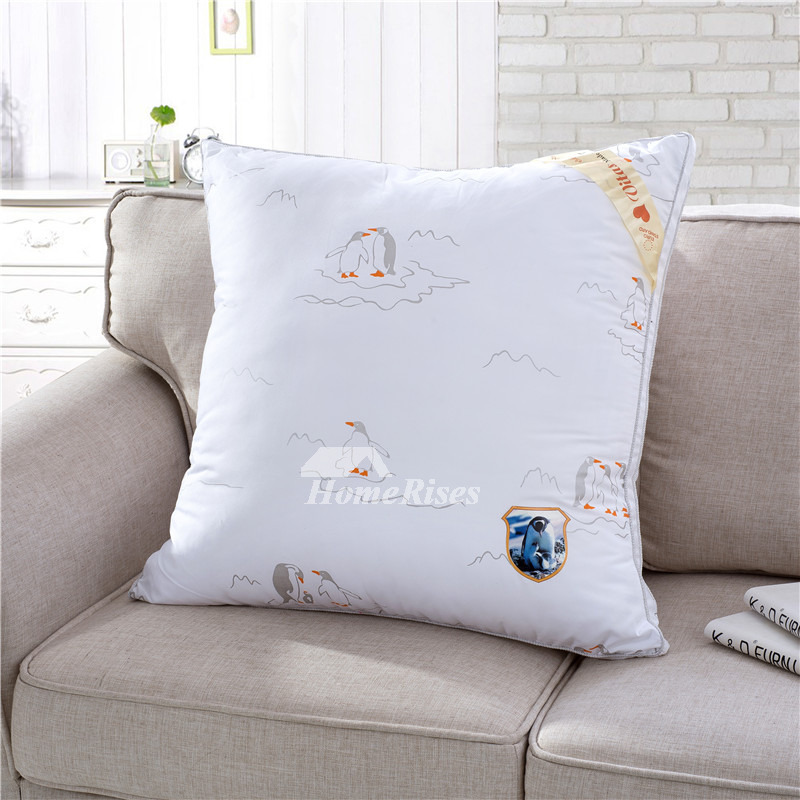 Unique White Cotton Animal Couch Throw Pillows Penguin