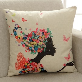 Cool Designer Cartoon Linen Couch Cream Throw Pillows