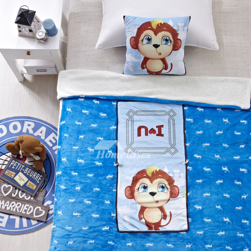 Kids Cute Monkey Brown Animal Velvet Throw Pillows For Couch