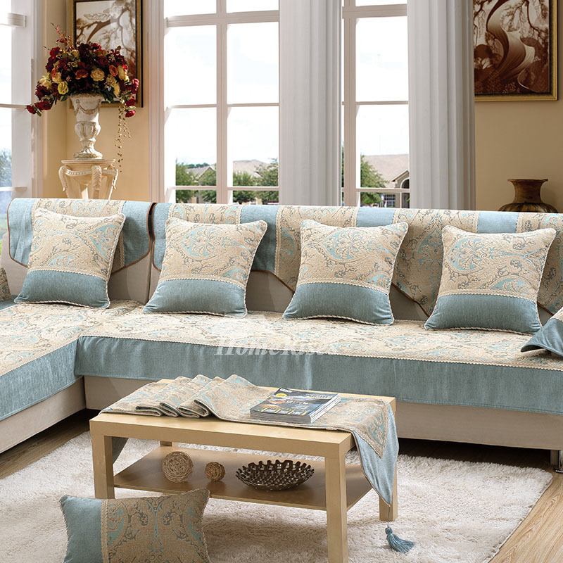 Country Floral Blue Velvet Throw Pillows For Couch