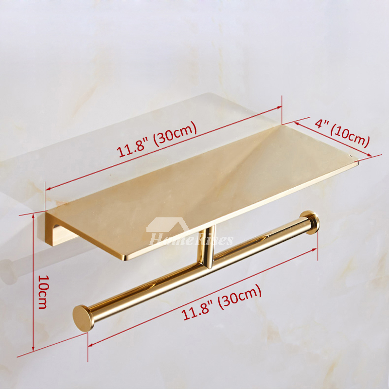 Luxury Gold Modern Double Toilet Paper Holder Polished Brass