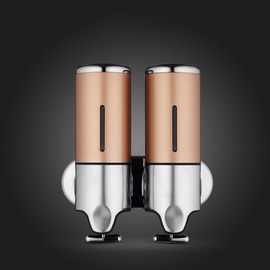 Double Soap Dispenser Champagne/White/Transparent Stainless Steel