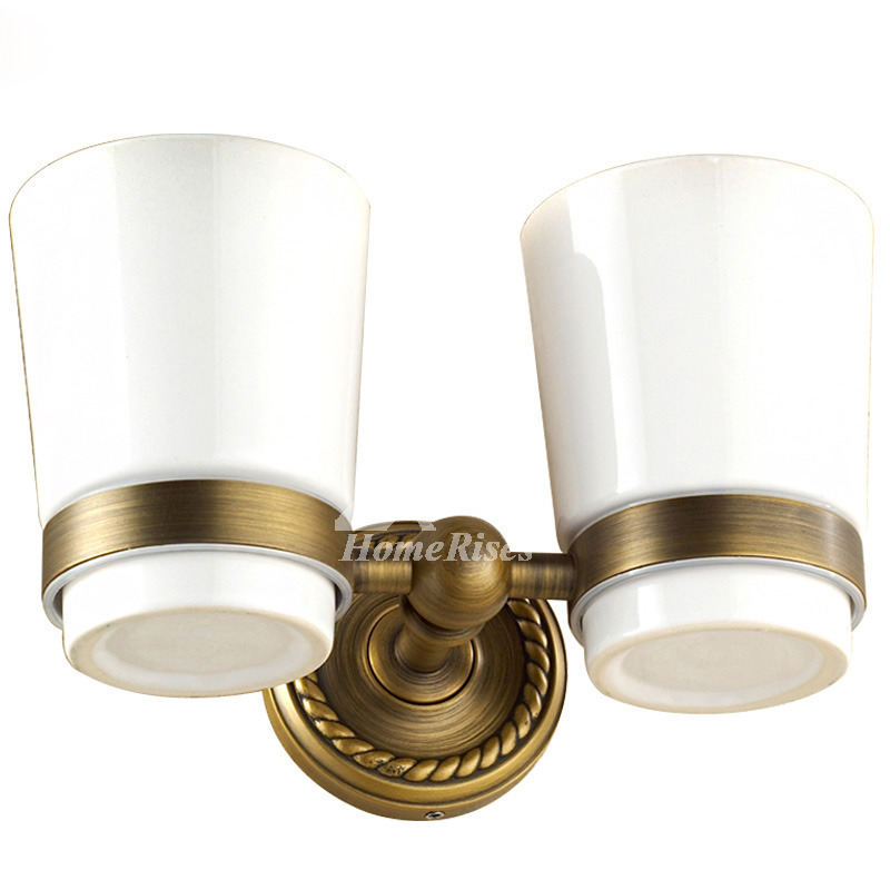 European Double Ceramic Toothbrush Holder Wall Mounted