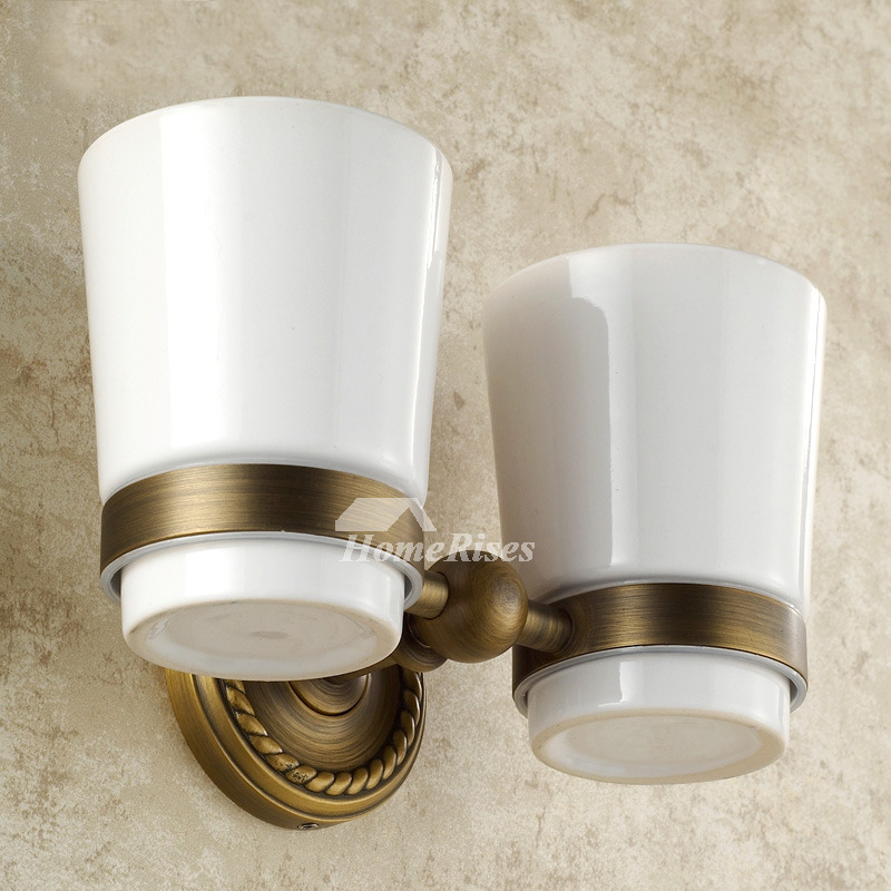 European Double Ceramic Toothbrush Holder Wall Mounted