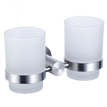 Creative Frosted Glass Toothbrush Holder Wall Stainless Steel
