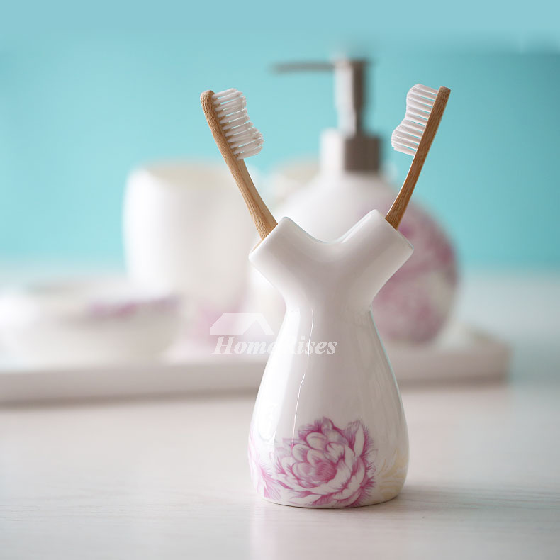 White Ceramic Toothbrush Holder Y Type Floor Stand