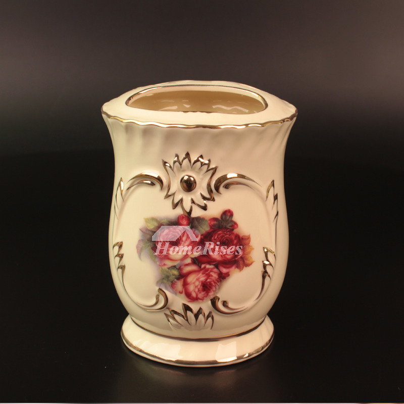 5-Piece Ceramic Bathroom Accessories Sets Carved Rose 5-Piece Ceramic Bathroom Accessories Sets Carved Rose