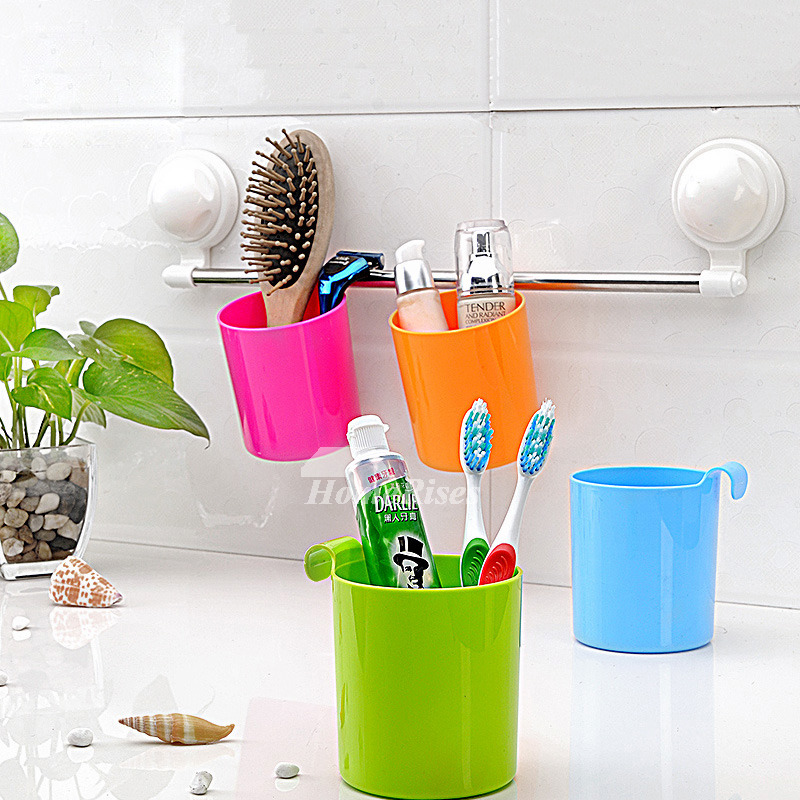 Suction Cup Colorful Cup Hanging Toothbrush Holder