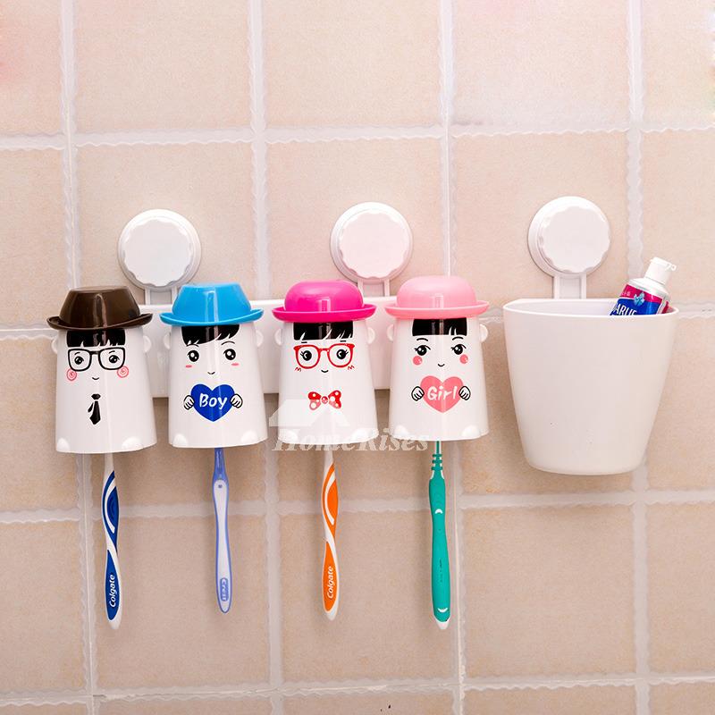 Decorative Suction Cup Cute Toothbrush Holder For Bathroom