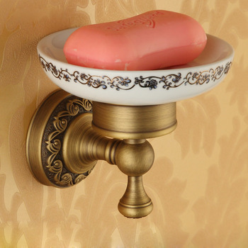 Wall Mounted Soap Dish Ceramic Antique Brass Gold