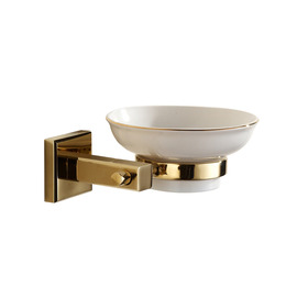 Polished Brass Ceramic Soap Dish Wall Mounted For Bathroom