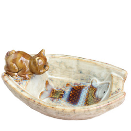 Funny Free Standing Painting Cat Shaped Ceramic Shower Soap Dish