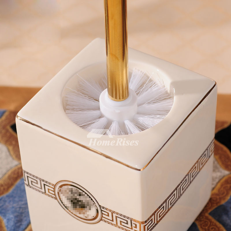 Modern Square Shaped Ceramic EnamelLing Toilet Brush And Holder