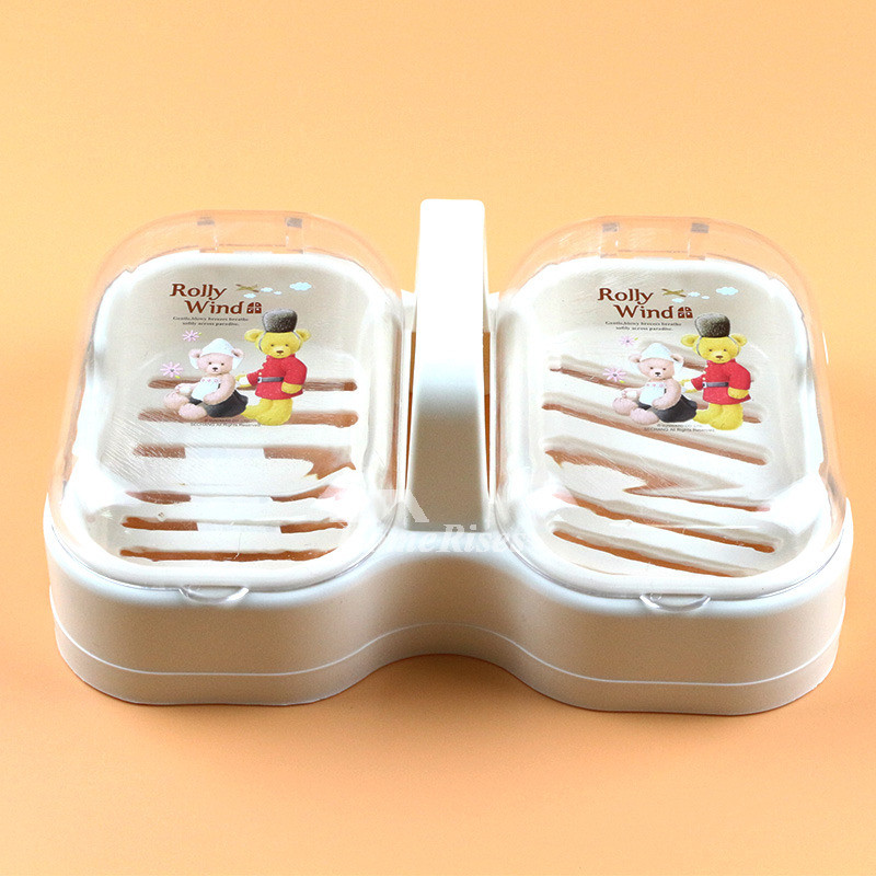 Portable Soap Dish Double Type White PP