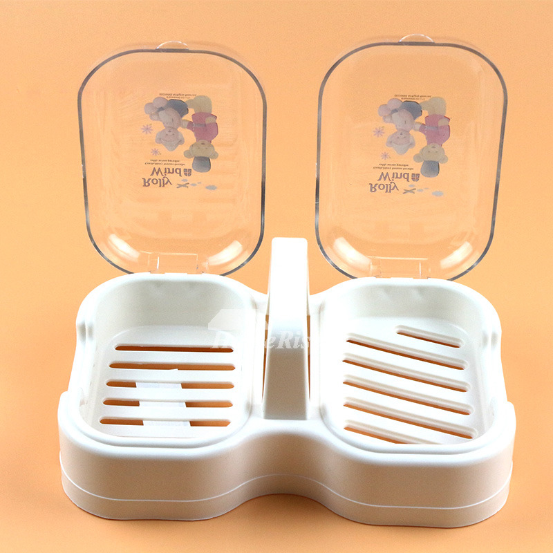Portable Soap Dish Double Type White PP