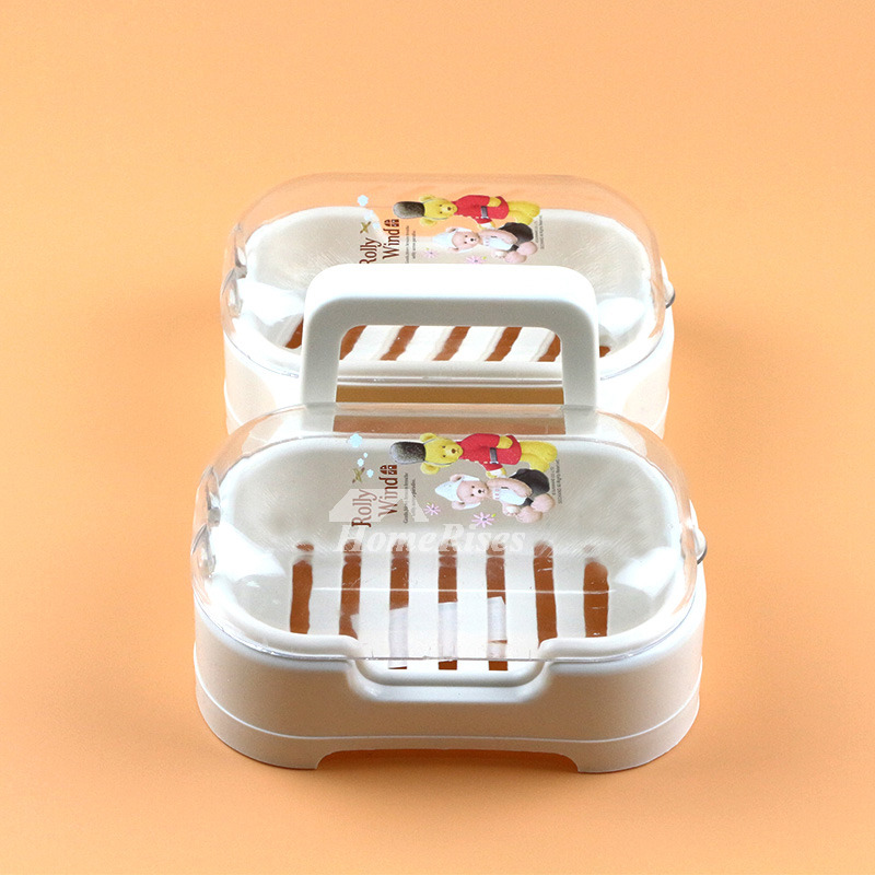 Portable Soap Dish Double Type White PP