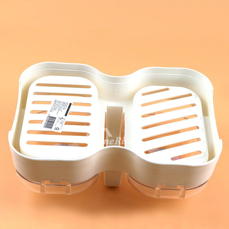 Portable Soap Dish Double Type White PP