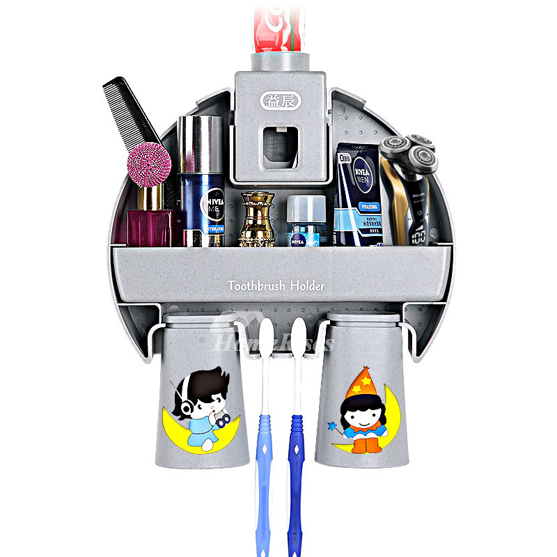 No Drill Hanging Toothbrush Holder White/Gray