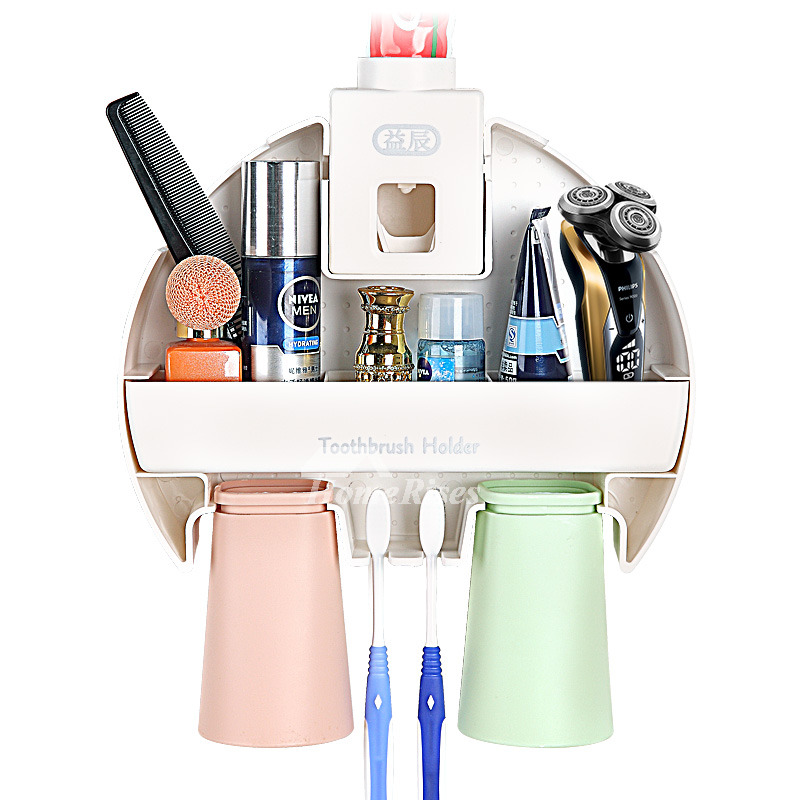 No Drill Hanging Toothbrush Holder White/Gray