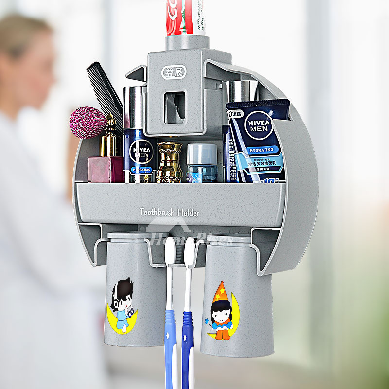 No Drill Hanging Toothbrush Holder White/Gray