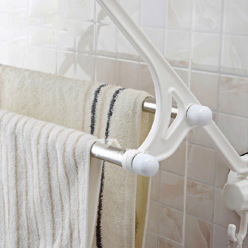 SQ Stainless Towel Rack PVC PP Suction Cup Painting White
