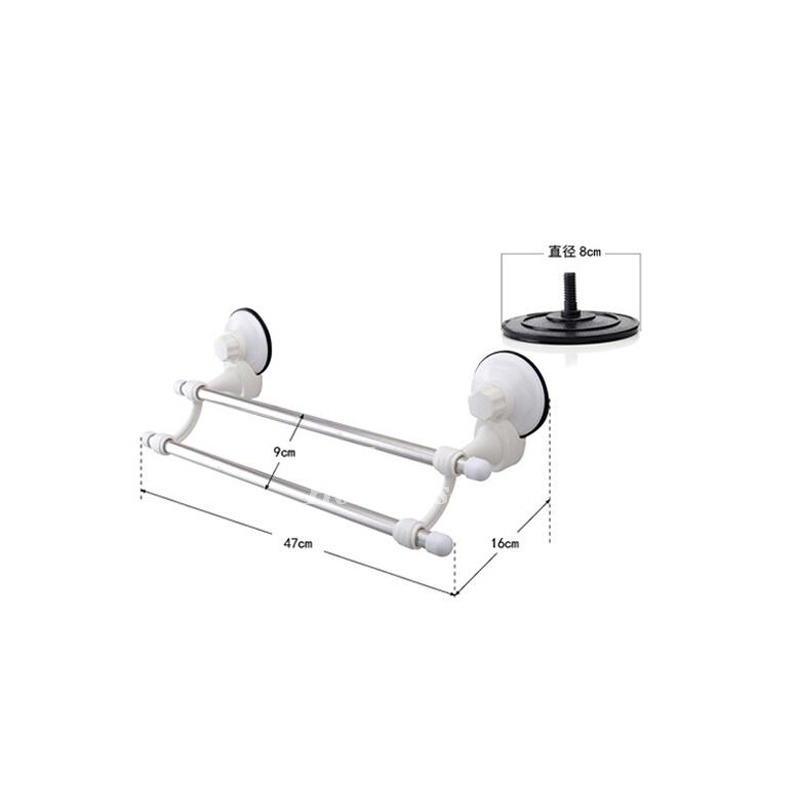 Modern Suction Cup Double Layer Stainless Steel Towel Rack
