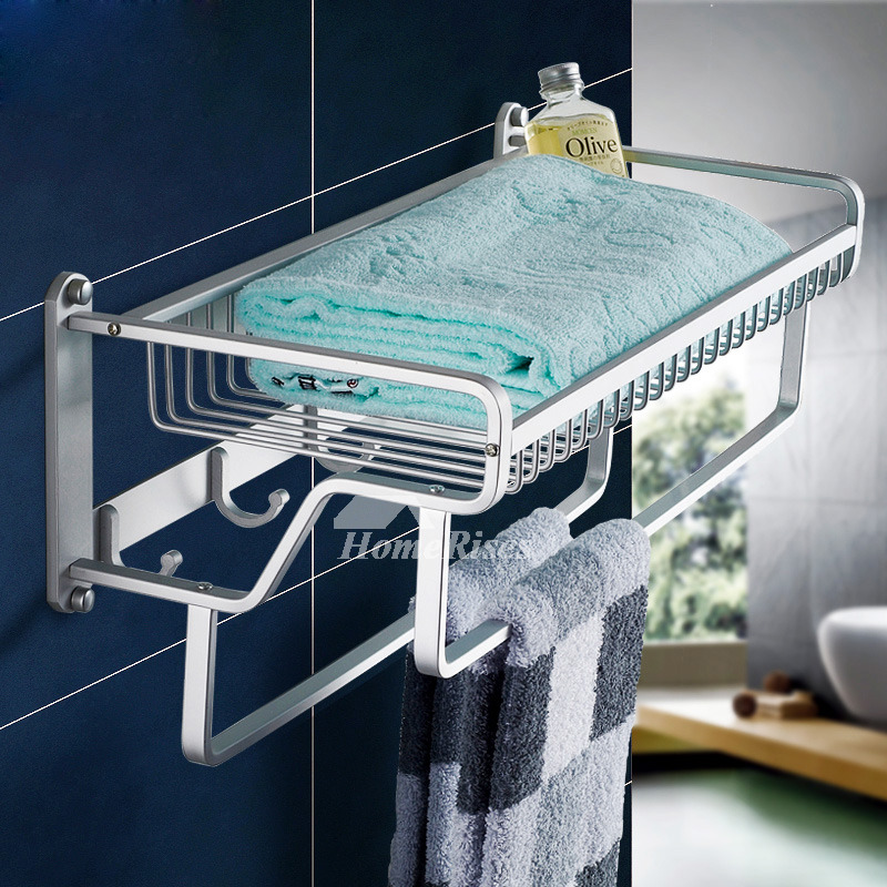 Vivid 2 Layer Metal Bathroom Wall Shelf With Hook