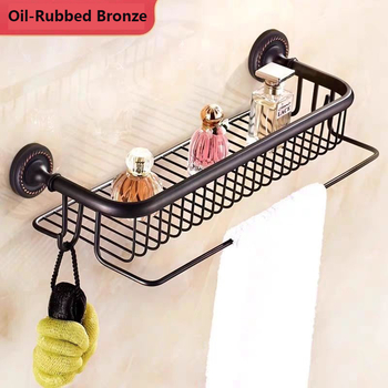 Designer Oil-Rubbed Bronze / Antique Brass Wall Mounted Bathroom Shelves