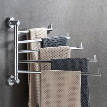 Adjustable Swing Arm Solid Towel Rack Aluminum Wall Mounted Bathroom